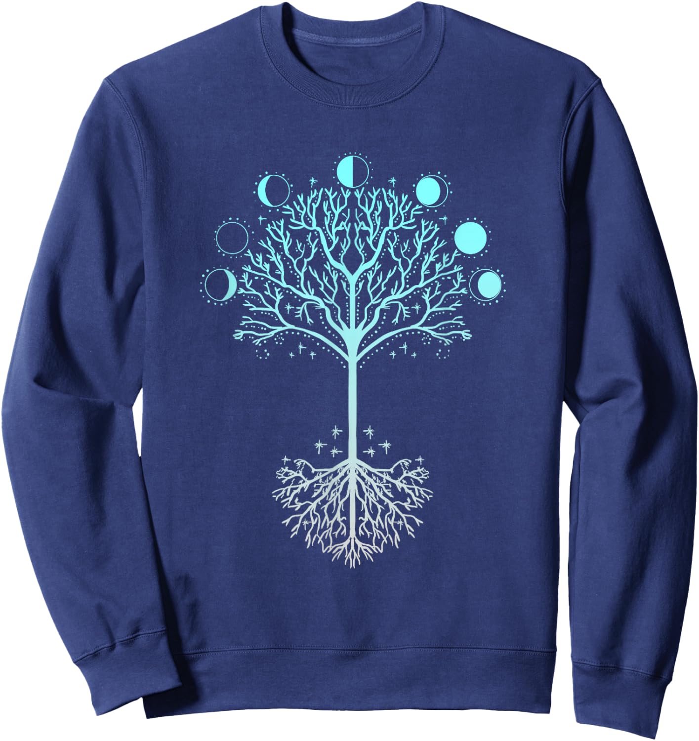 Tree Of Life Moon Phases Art Spiritual Meditation Yoga Yogi Sweatshirt - Sweatshirt | Navy