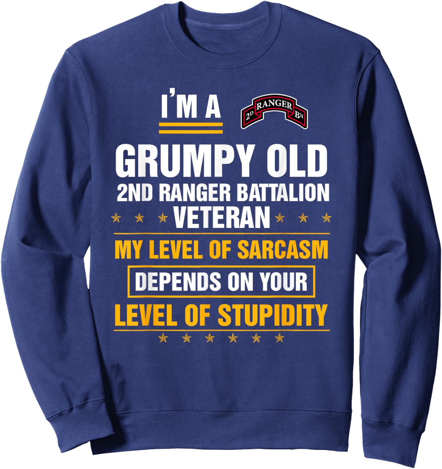 Grumpy Old 2nd Ranger Battalion Veteran Soldier Funny Xmas Sweatshirt - Sweatshirt | Navy