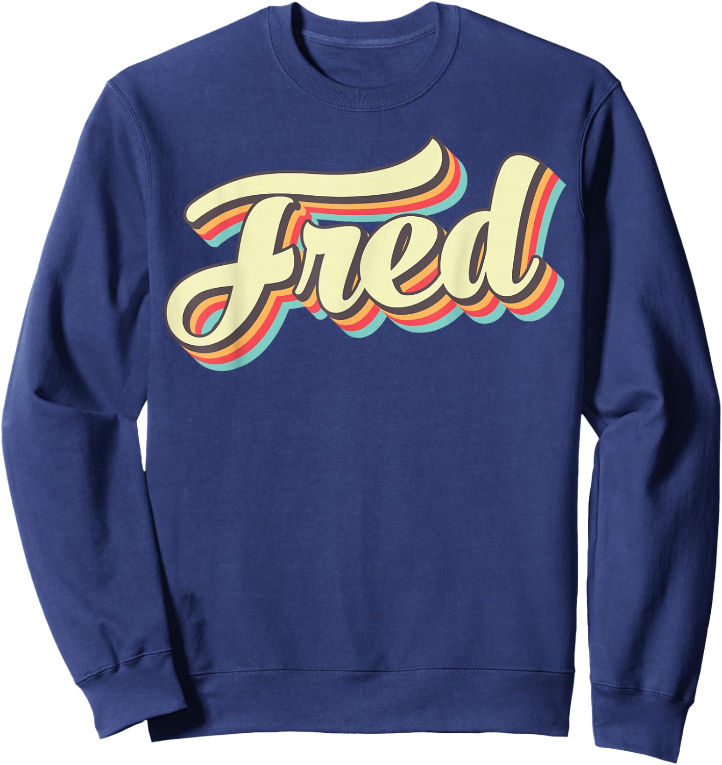 Fred Retro Art Baseball Font Vintage Sweatshirt - Sweatshirt | Navy