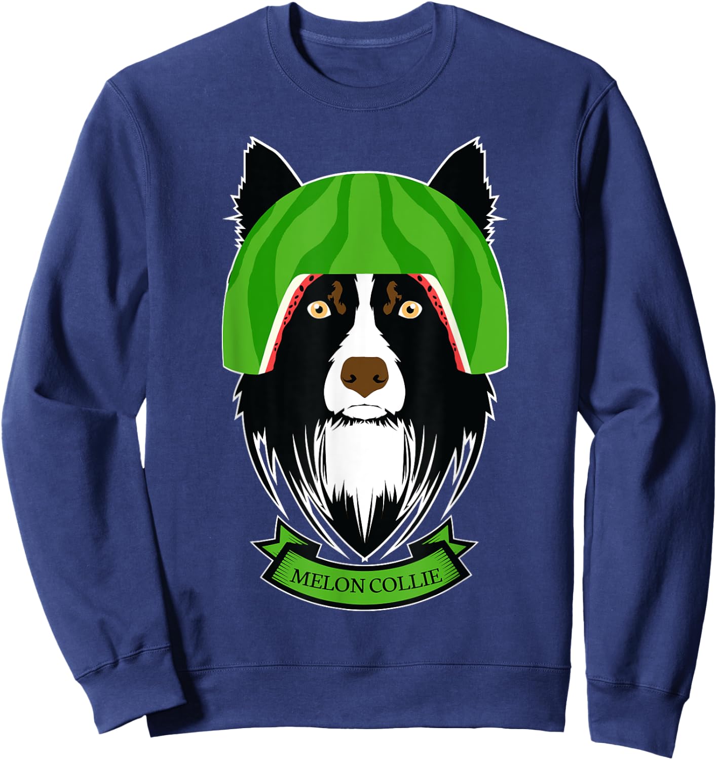 Funny Melon Collie Melancholy Dog Lover Pun Rough Collie Men Women Kids Sweatshirt - Sweatshirt | Navy