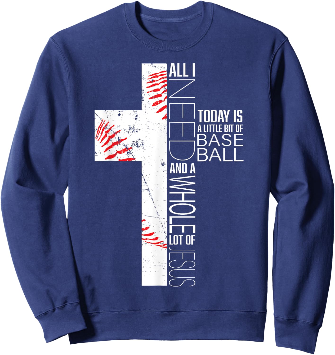 Funny Baseball Jesus Sayings Christian Cross Graphic Print Sweatshirt - Sweatshirt | Navy