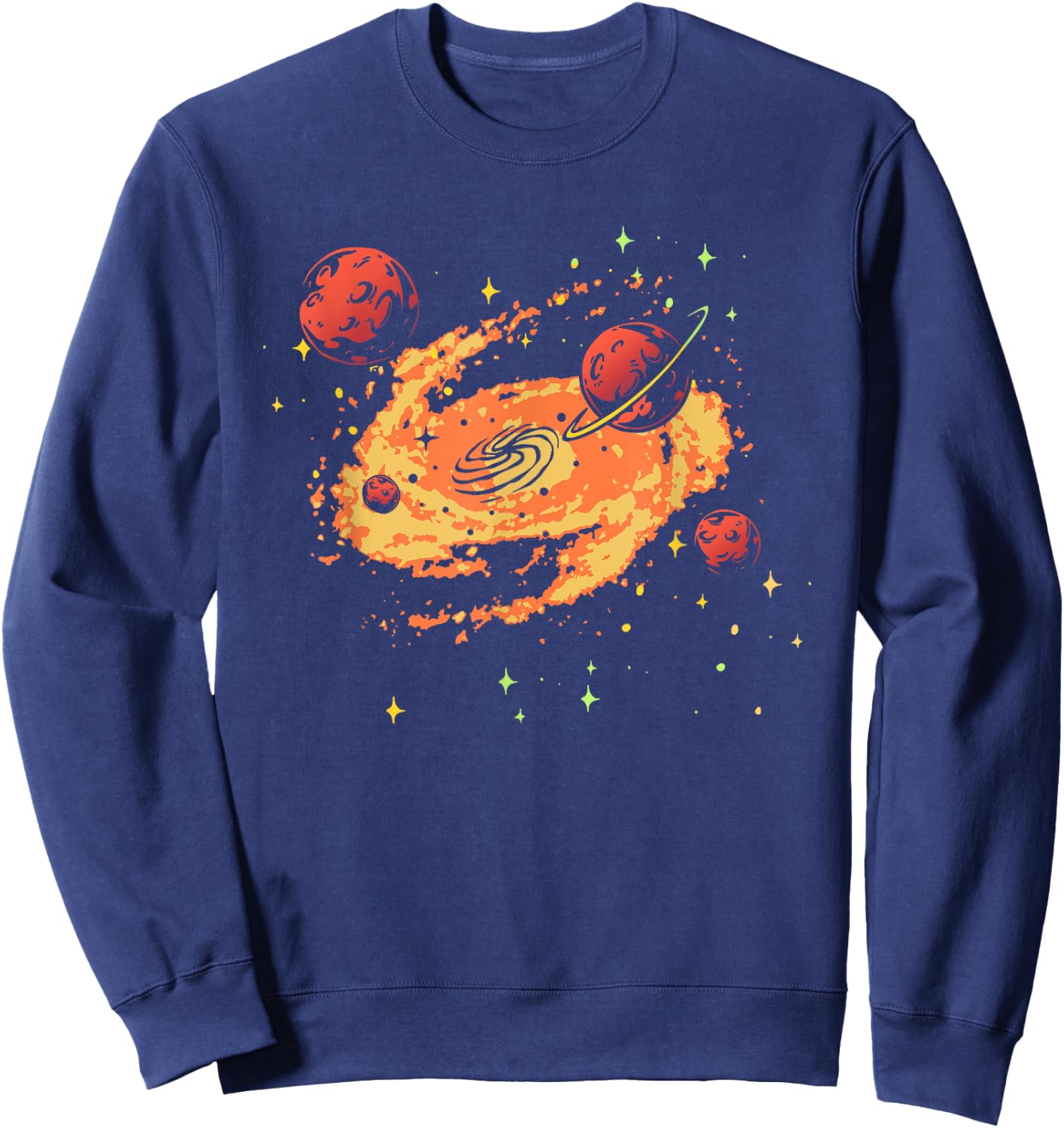 Galaxy Planets Solar System Space Earth Jupiter Sun Saturn Sweatshirt - Sweatshirt | Navy