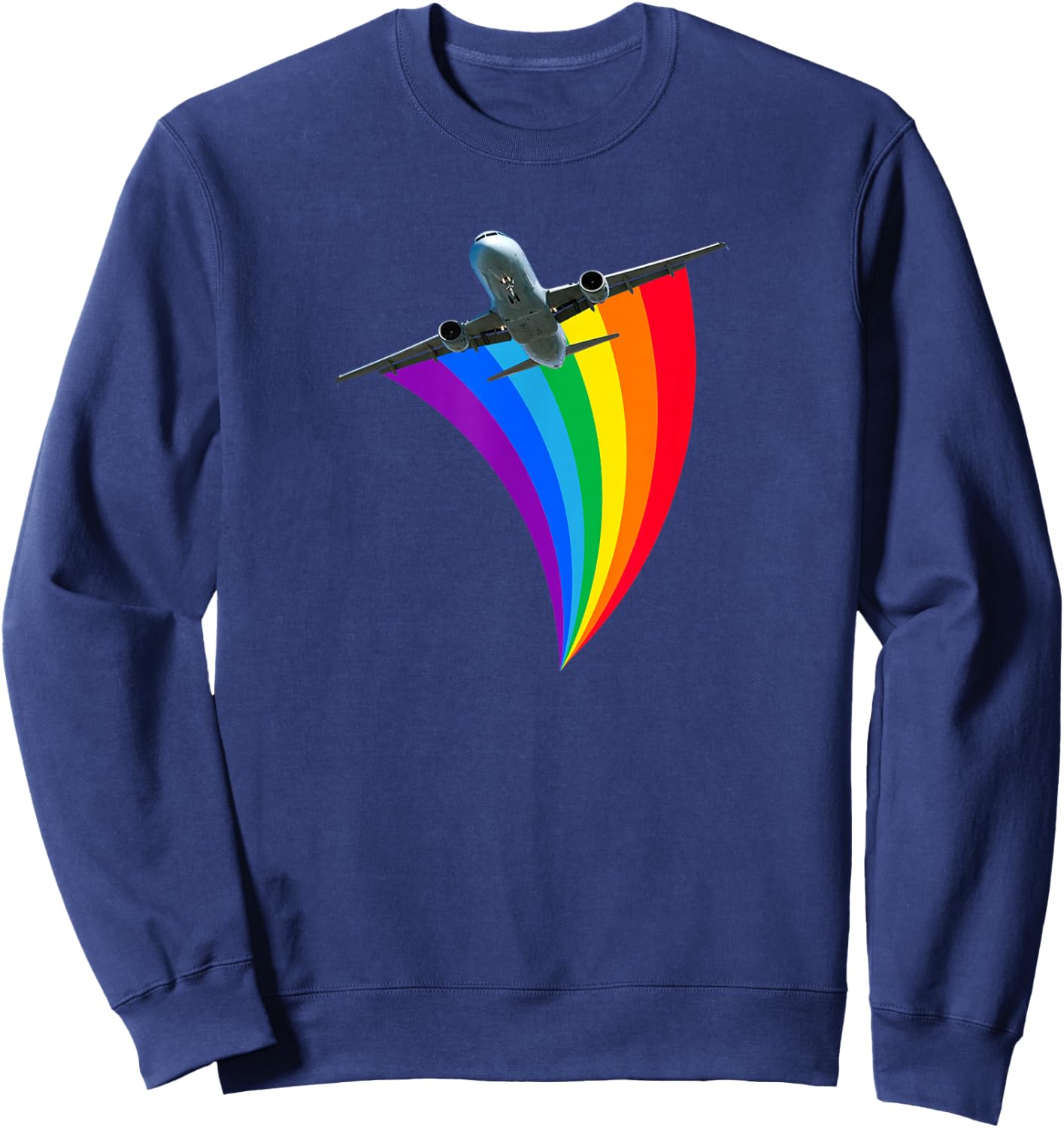 Rainbow colored plane LGBTQ gay travel Sweatshirt - Sweatshirt | Navy