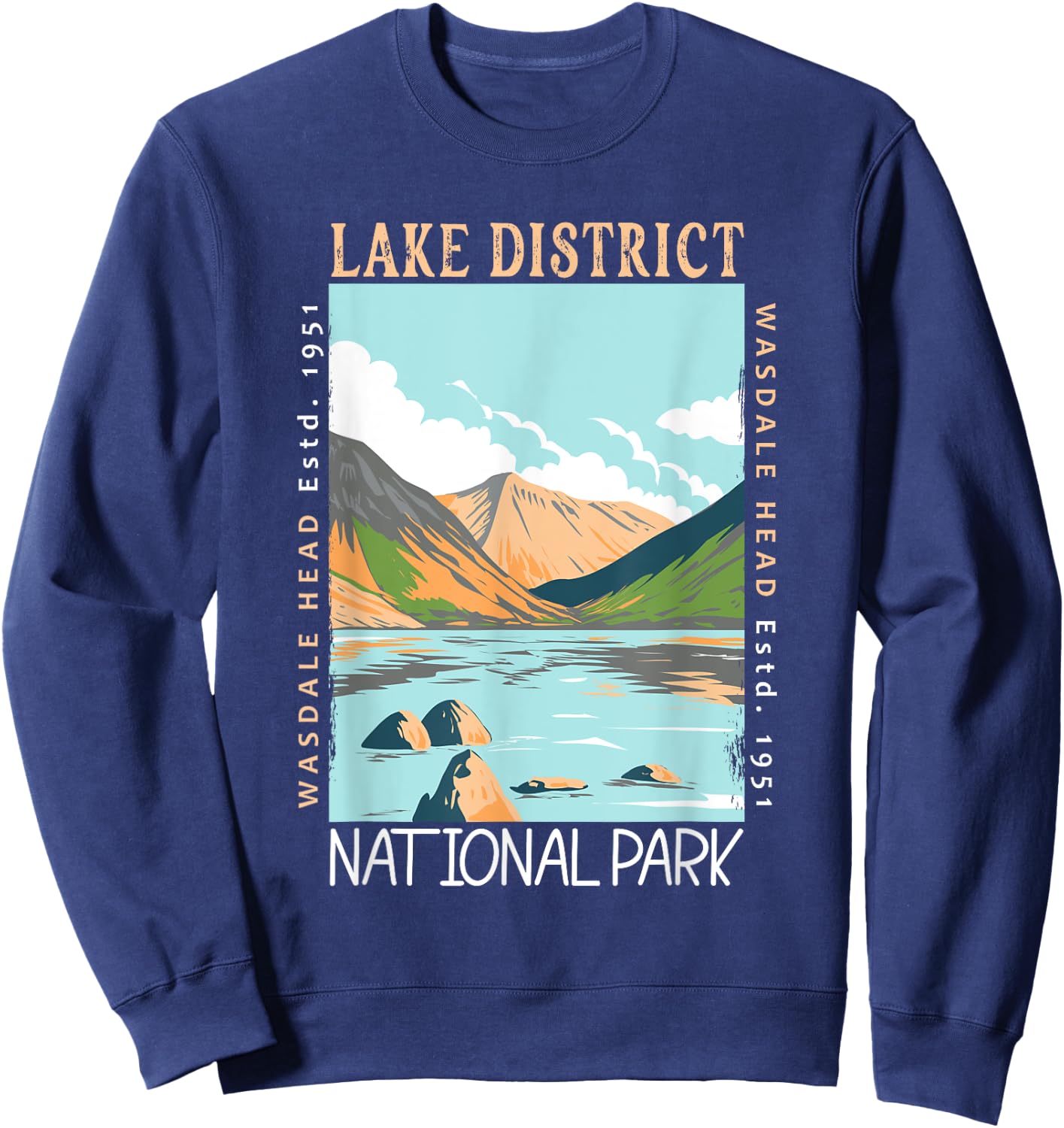 Lake District National Park England Distressed Vintage Sweatshirt - Sweatshirt | Navy