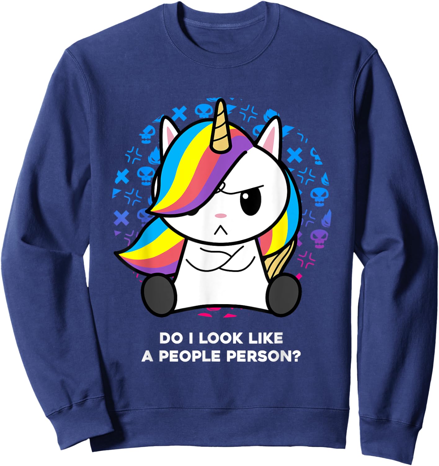 I'm Not Goth I Just Hate Everything Gothic Nerd Unicorn Sweatshirt - Sweatshirt | Navy