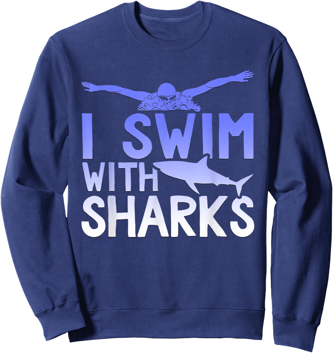 I Swim With Sharks Graphic Sweatshirt - Sweatshirt | Navy