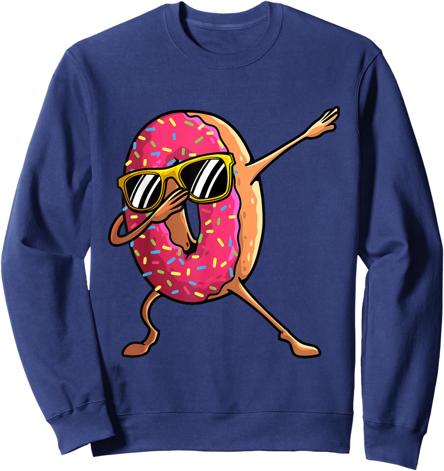 Funny Donut Designs for Boys Kids Girl Hip-Hop Dabbing Donut Small Sweatshirt - Sweatshirt | Navy