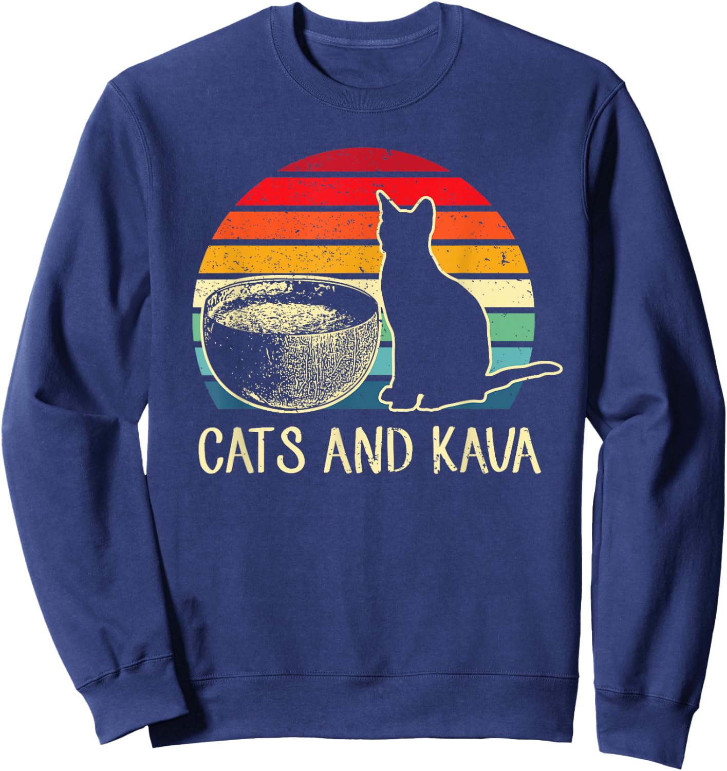 Heart Cat Lover & Kava Tea Drinker Kava Drink Kava Bar Pet Sweatshirt - Sweatshirt | Navy
