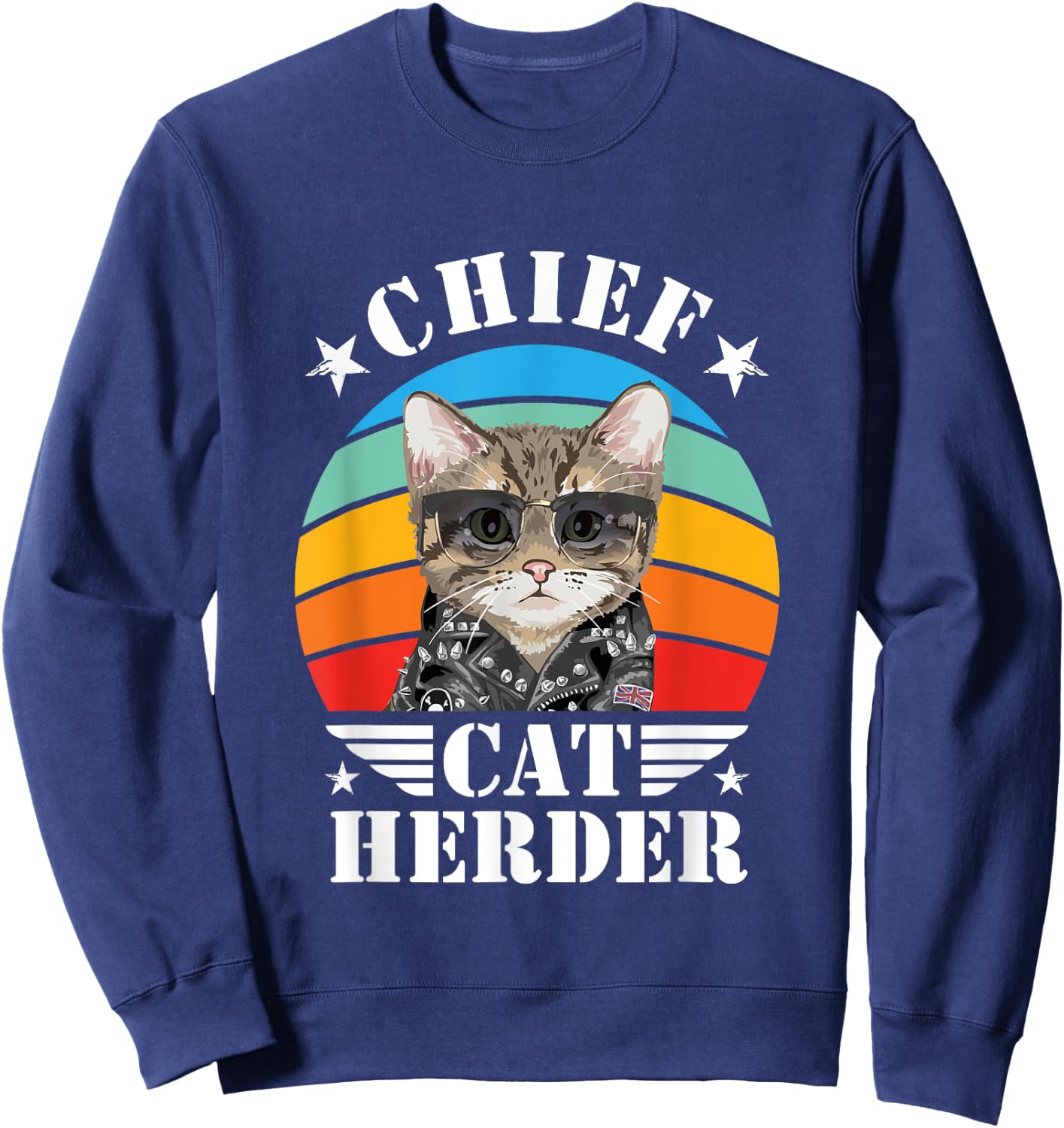 Chief Cat Herder Funny Cat Queen Cat Family Kitten Lover Sweatshirt - Sweatshirt | Navy