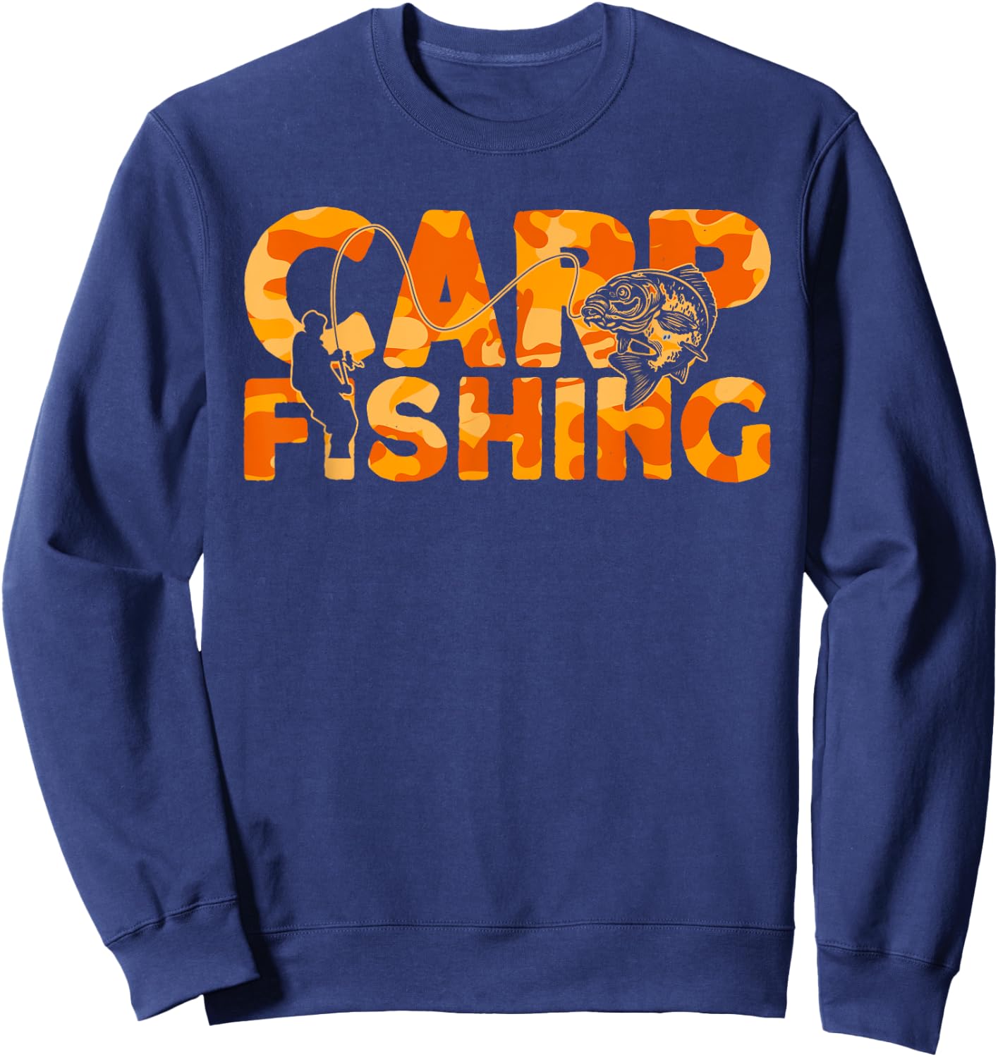 Carp Fisherman Orange Camouflage Carp Fishing Sweatshirt - Sweatshirt | Navy