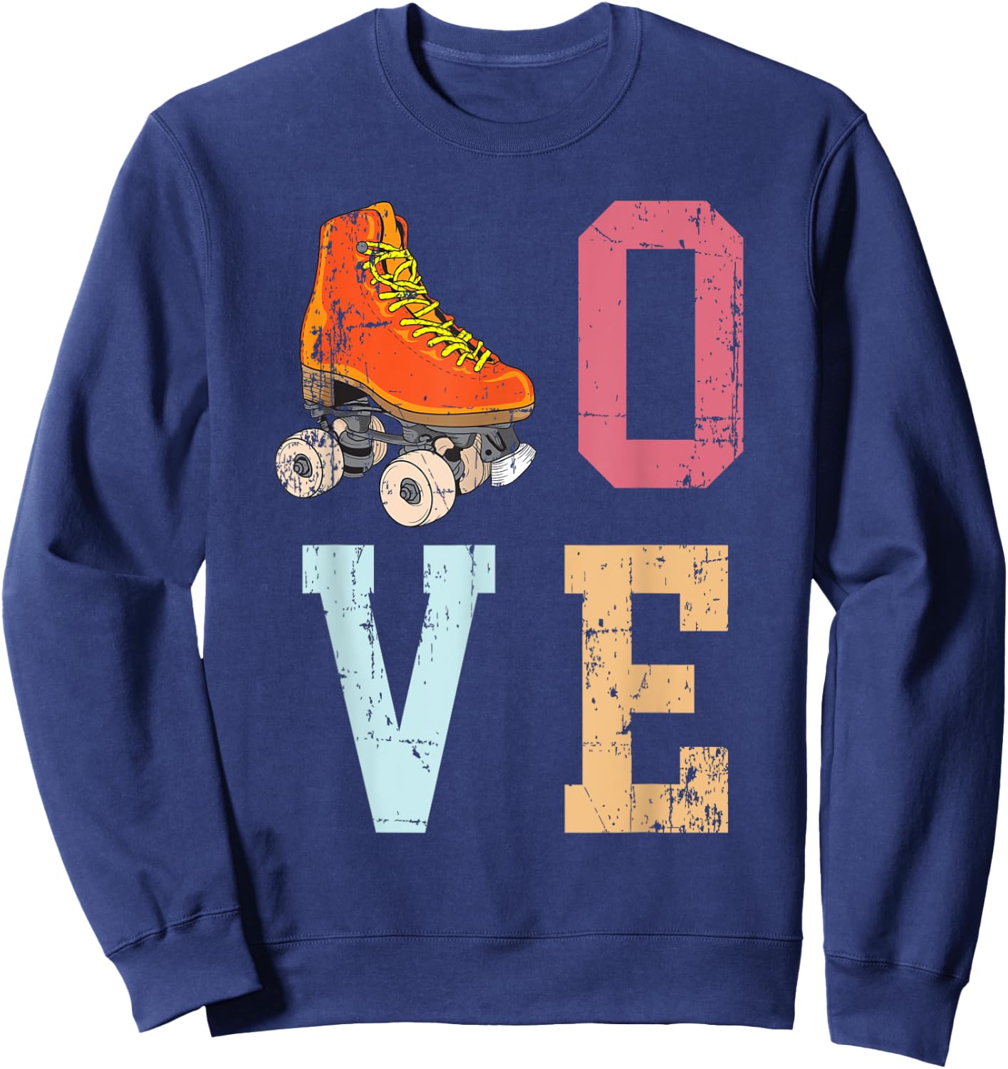 Funny Roller Skating Vintage Skate Lover 70's Gift Men Women Sweatshirt - Sweatshirt | Navy