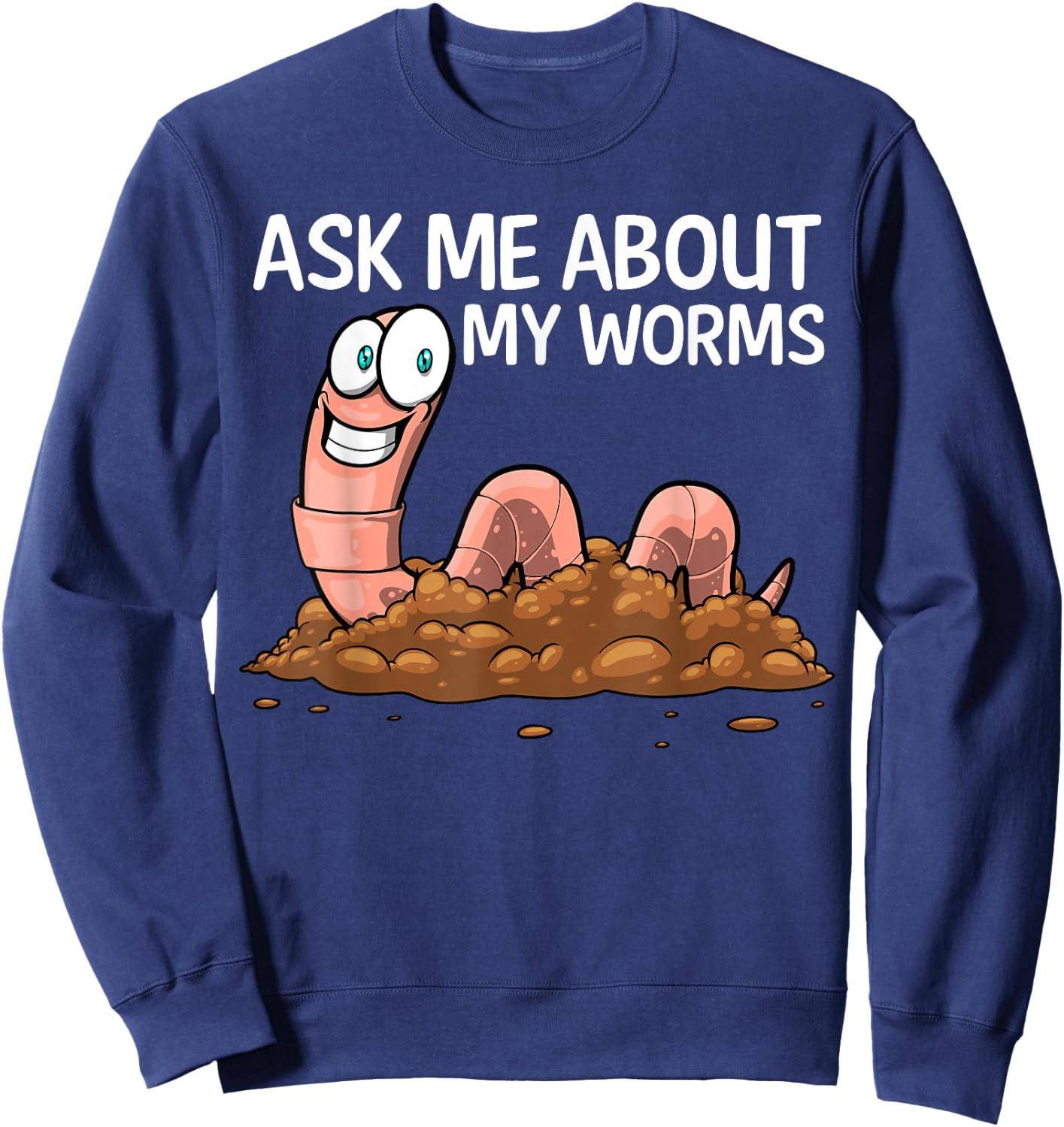Funny Worm Art Women Worm Farming Composting Casting Sweatshirt - Sweatshirt | Navy