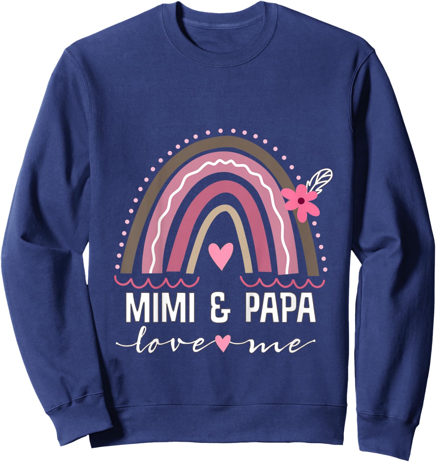 Kids Mimi and Papa Love Me Granddaughter Rainbow Sweatshirt - Sweatshirt | Navy