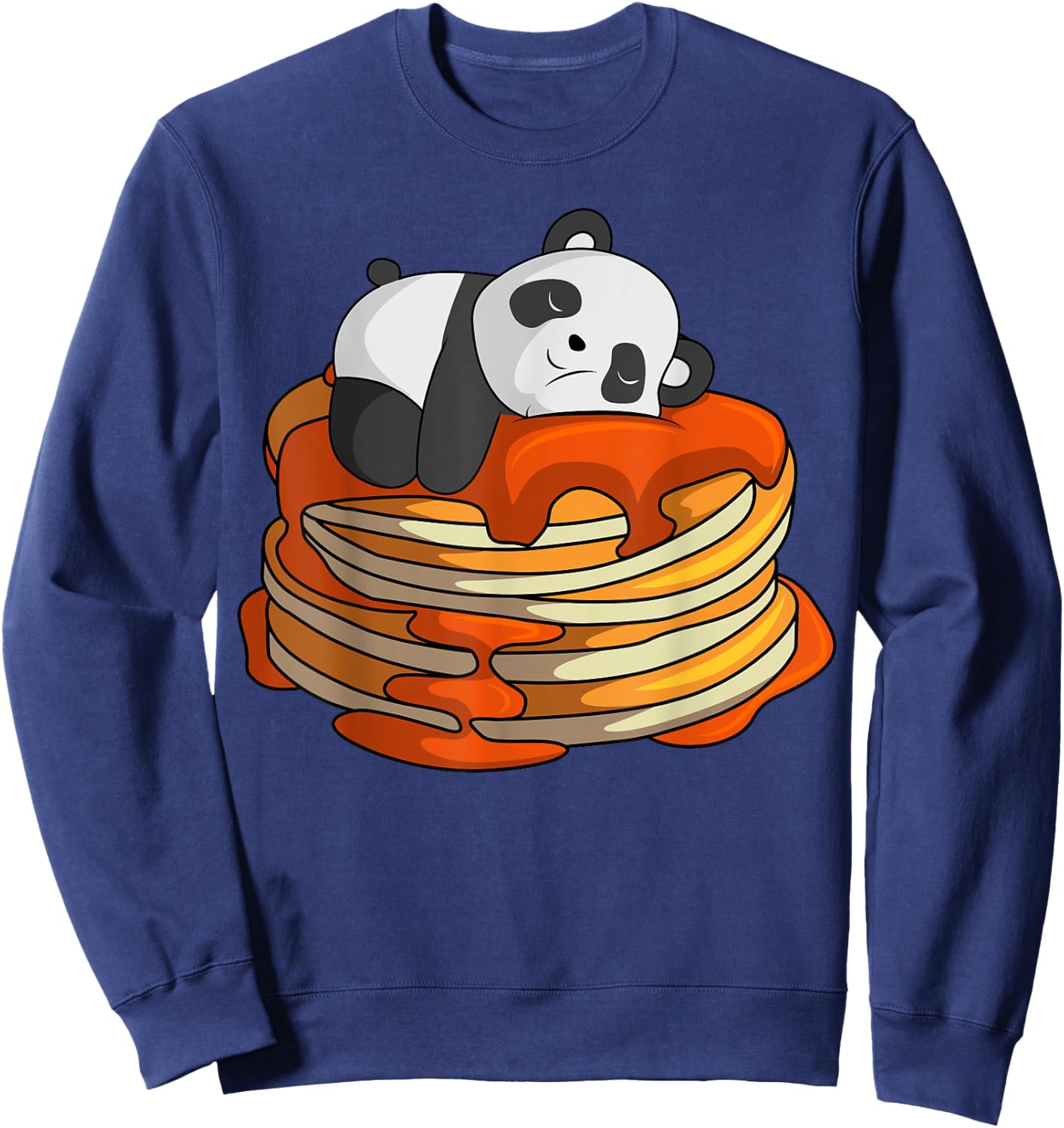 Pancakes Panda On Waffle Breakfast Flapjack Hotcake Food Sweatshirt - Sweatshirt | Navy