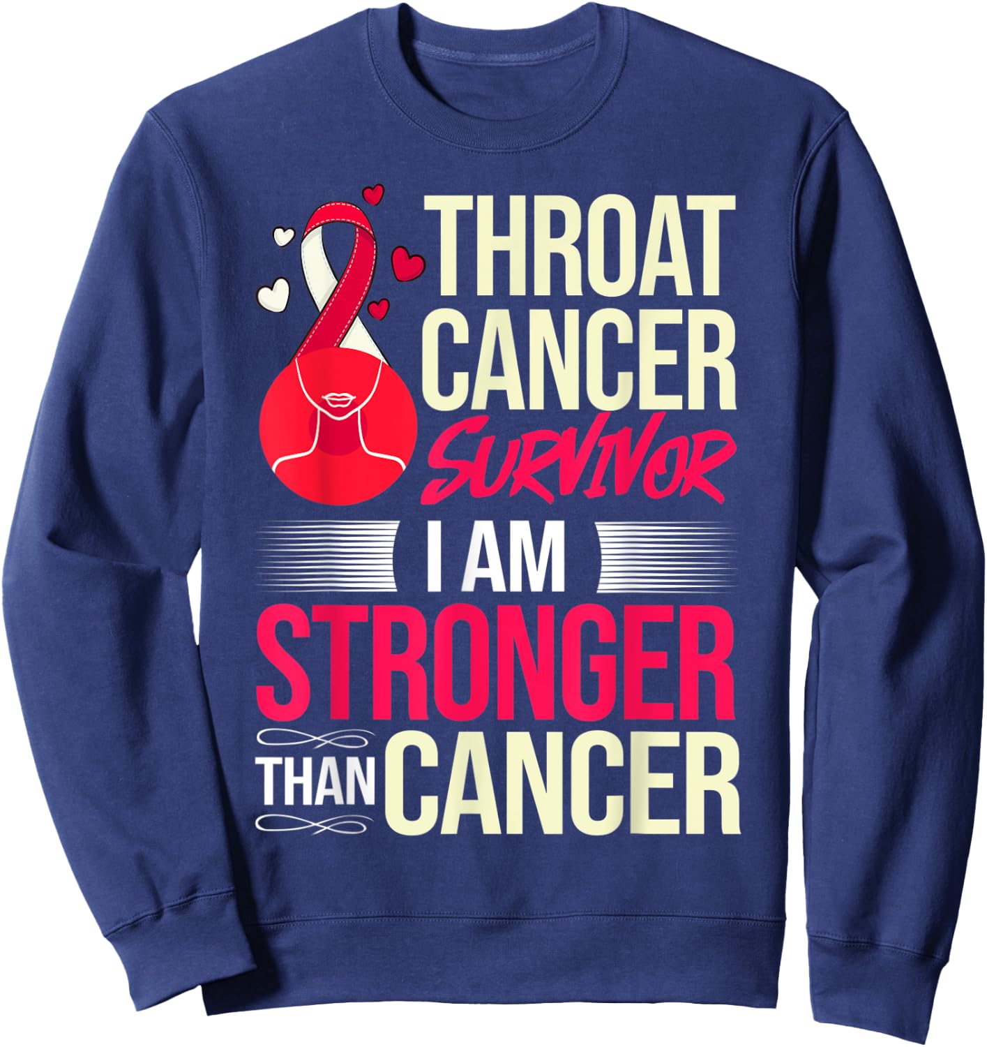 Head and Neck Throat Cancer Ribbon Survivor Sweatshirt - Sweatshirt | Navy