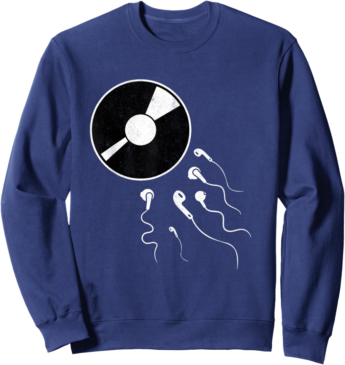 I Love Vinyl Records Funny Headphone LP Collector DJ Sweatshirt - Sweatshirt | Navy