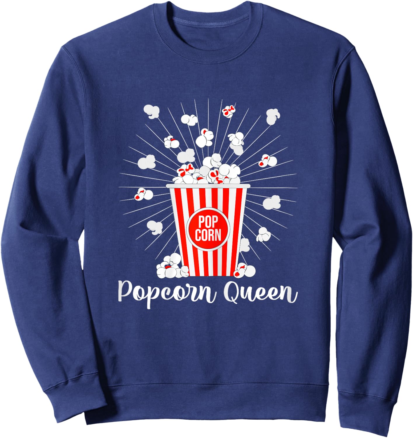 Popcorn Queen Cinema Lover Movie Night Sweatshirt - Sweatshirt | Navy