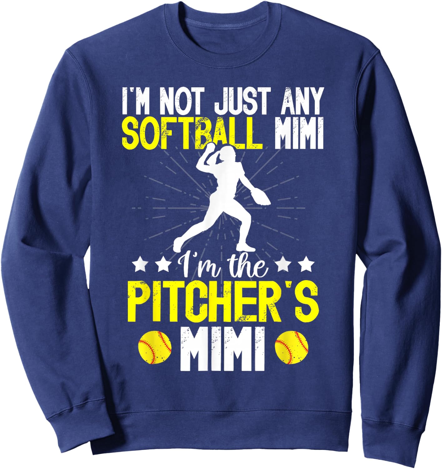 I'm The Softball Pitcher Mimi Of A Softball Pitcher Sweatshirt - Sweatshirt | Navy