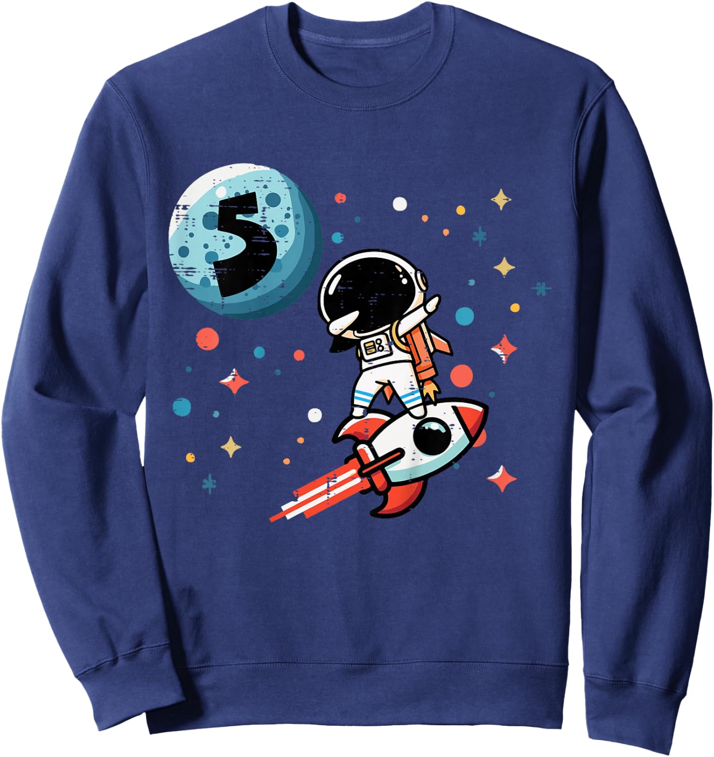 Kids 5th Birthday Astronaut Dab Rocket 5 Year Old Bday Boys Kids Sweatshirt - Sweatshirt | Navy