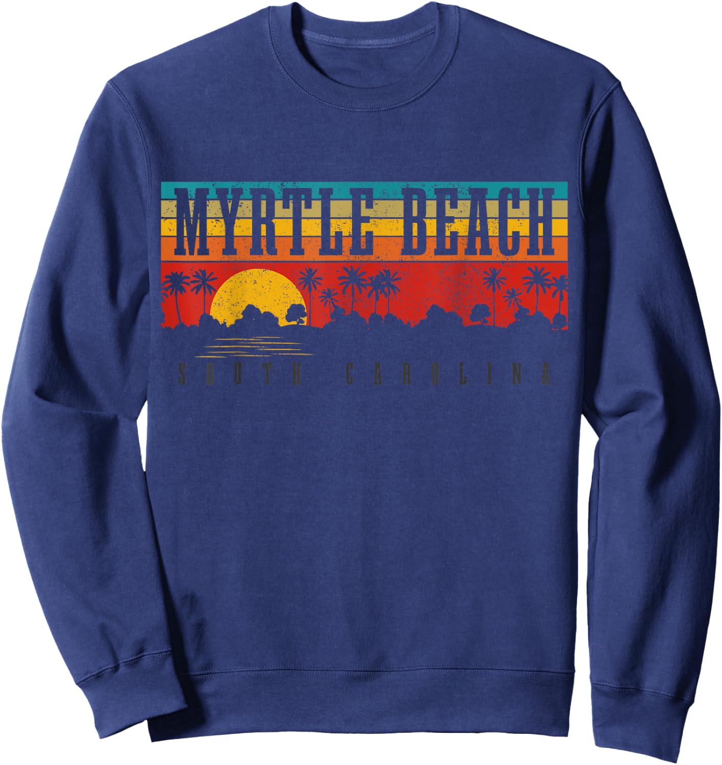 Myrtle Beach South Carolina Vintage Retro Surfing Sweatshirt - Sweatshirt | Navy