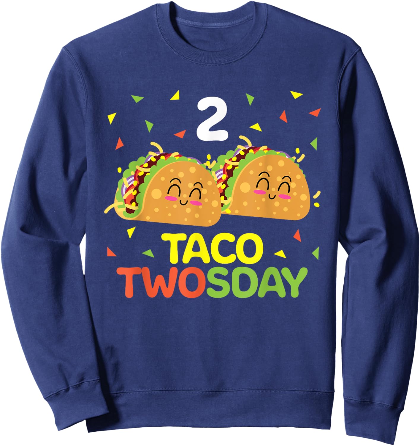 Taco Twosday 2nd Birthday Gifts for Kids Toddler Boy Girl Sweatshirt - Sweatshirt | Navy