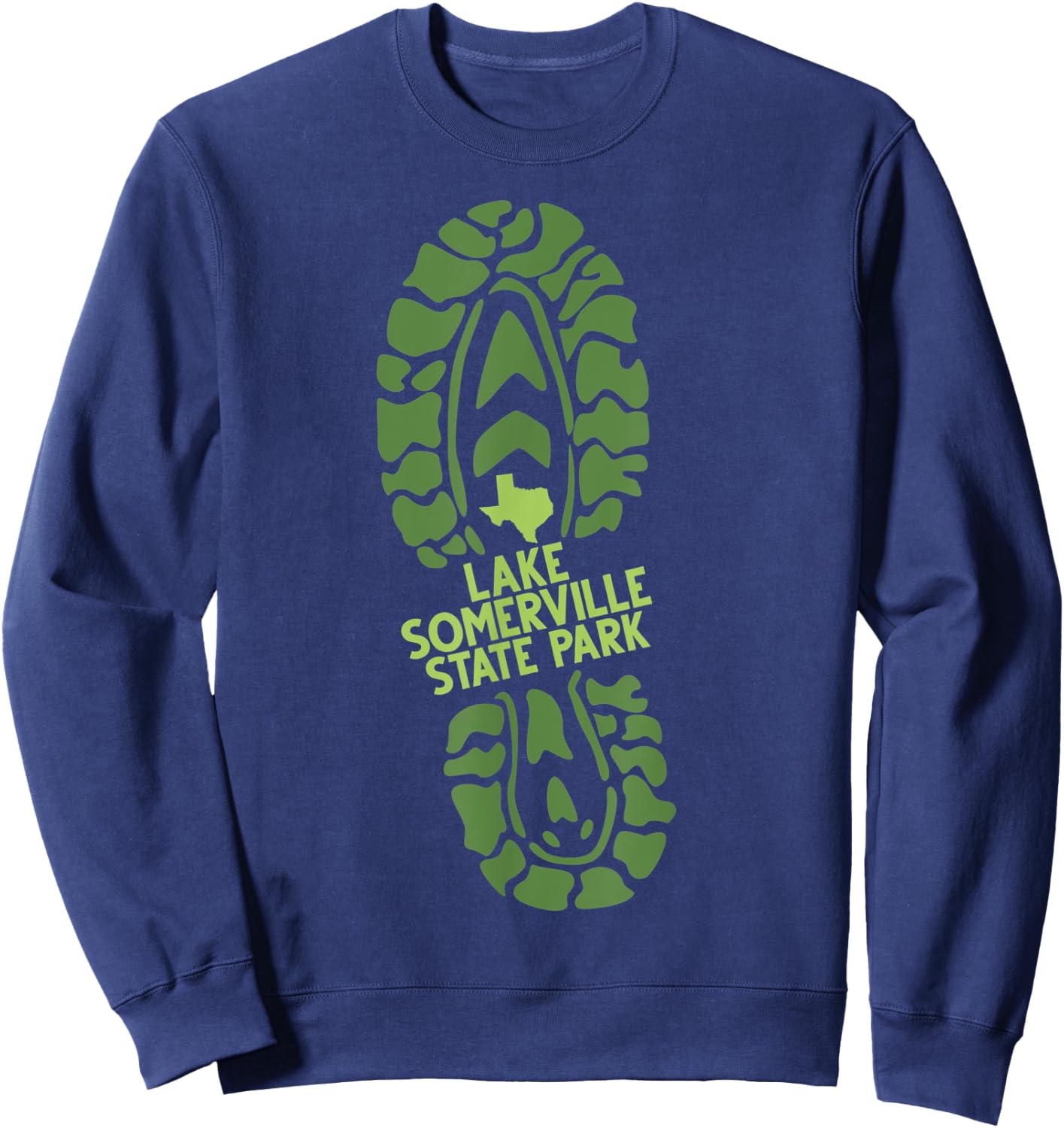 Lake Somerville State Park Texas TX Hiking Boot Print Sweatshirt - Sweatshirt | Navy