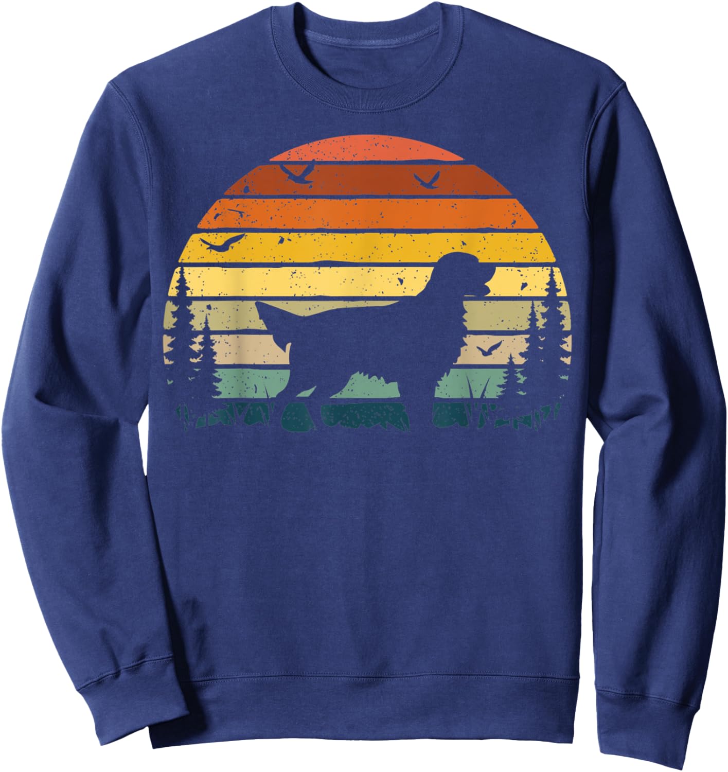 Flat-coated Retriever Dog Retro Vintage Men Women Sweatshirt - Sweatshirt | Navy
