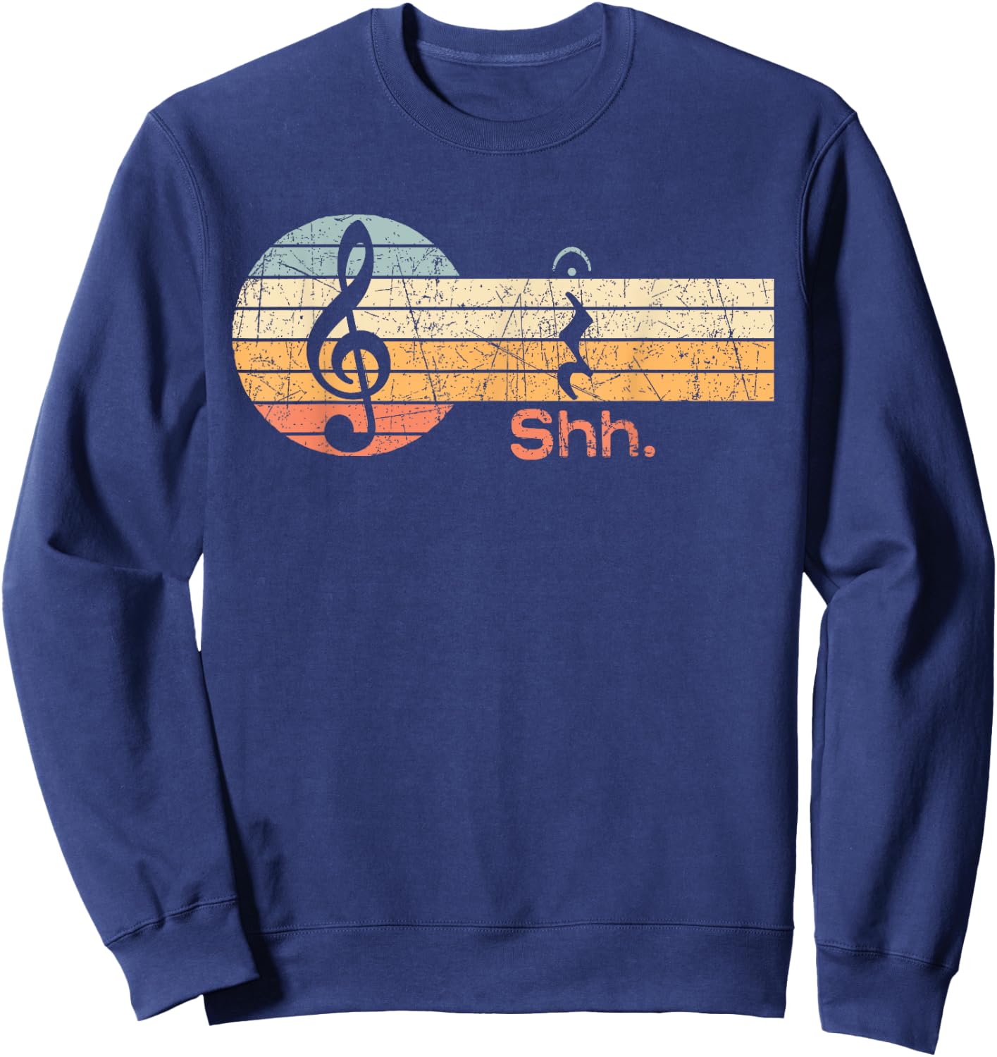 Funny Music Shh Quarter Rest and Fermata Notation Musician Sweatshirt - Sweatshirt | Navy