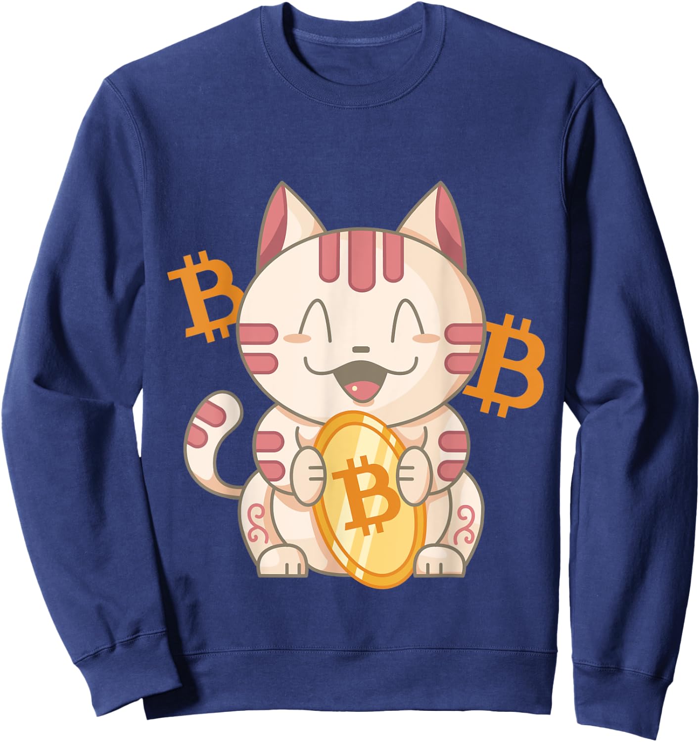 Lucky Chinese Bitcoin Cat Sweatshirt - Sweatshirt | Navy