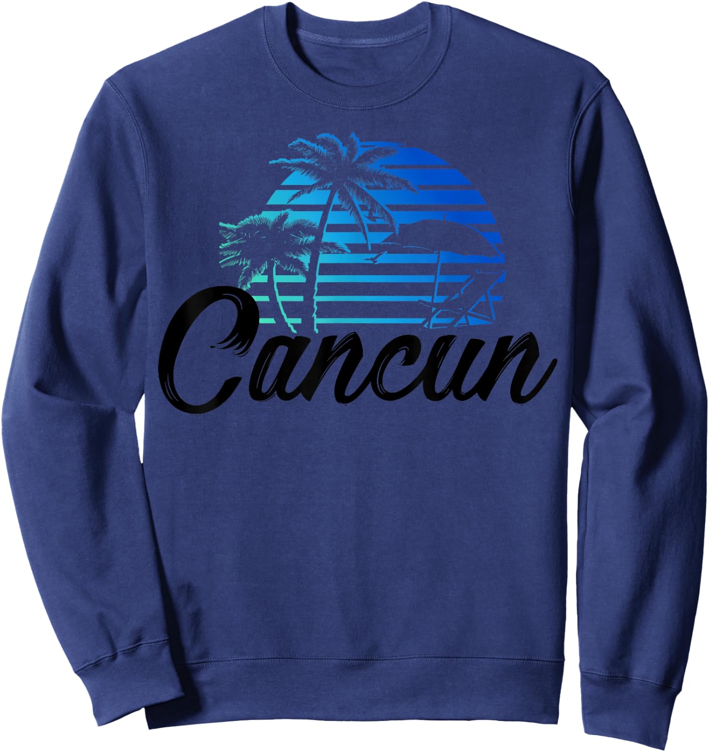 Cancun Mexico Beach Palm Tree Party Destination Gift Men Women Kids Sweatshirt - Sweatshirt | Navy