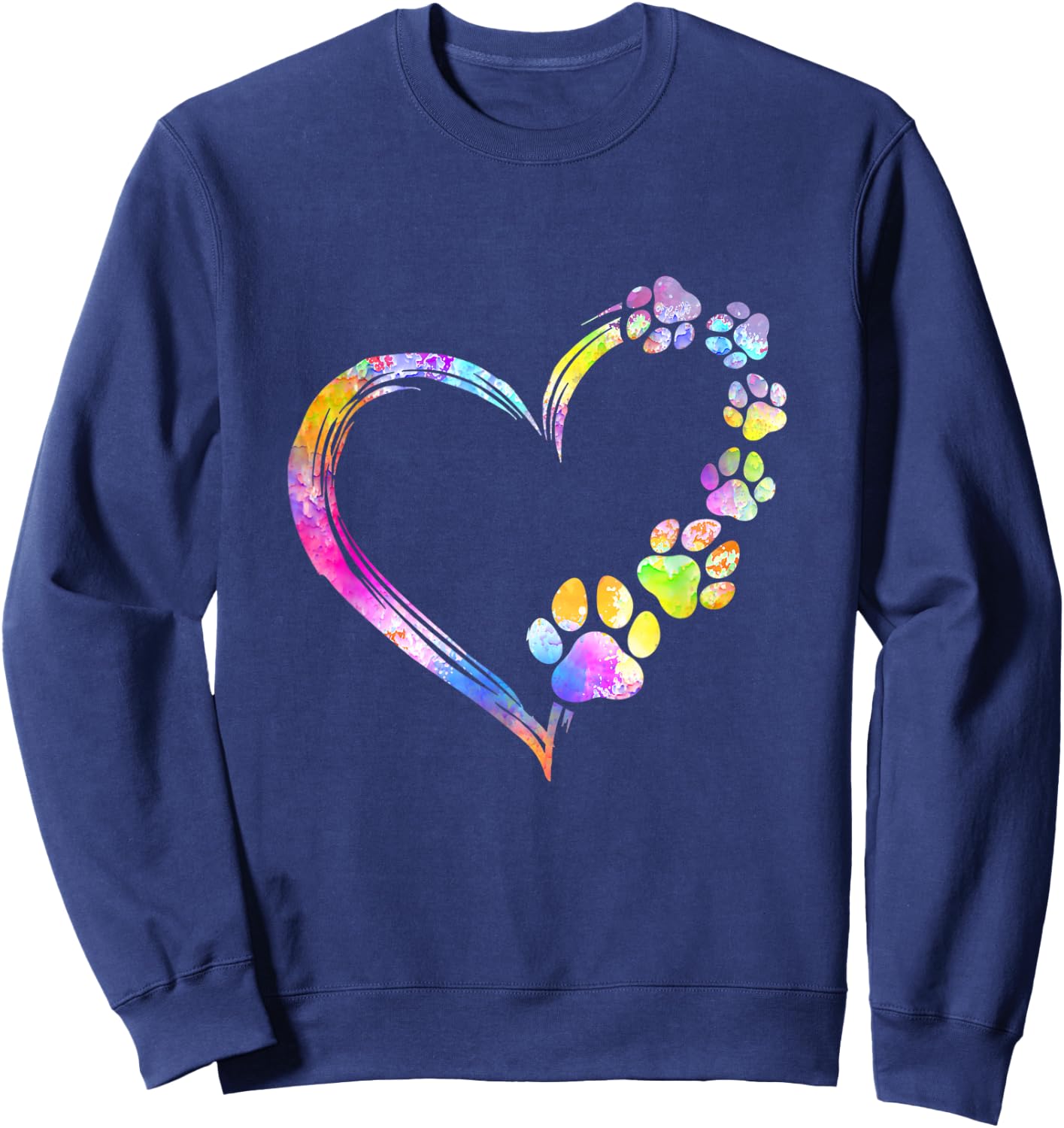 Dog Mom Dad Puppy Love Dogs Paw Print Heart Tie Dye Design Men Women Sweatshirt - Sweatshirt | Navy