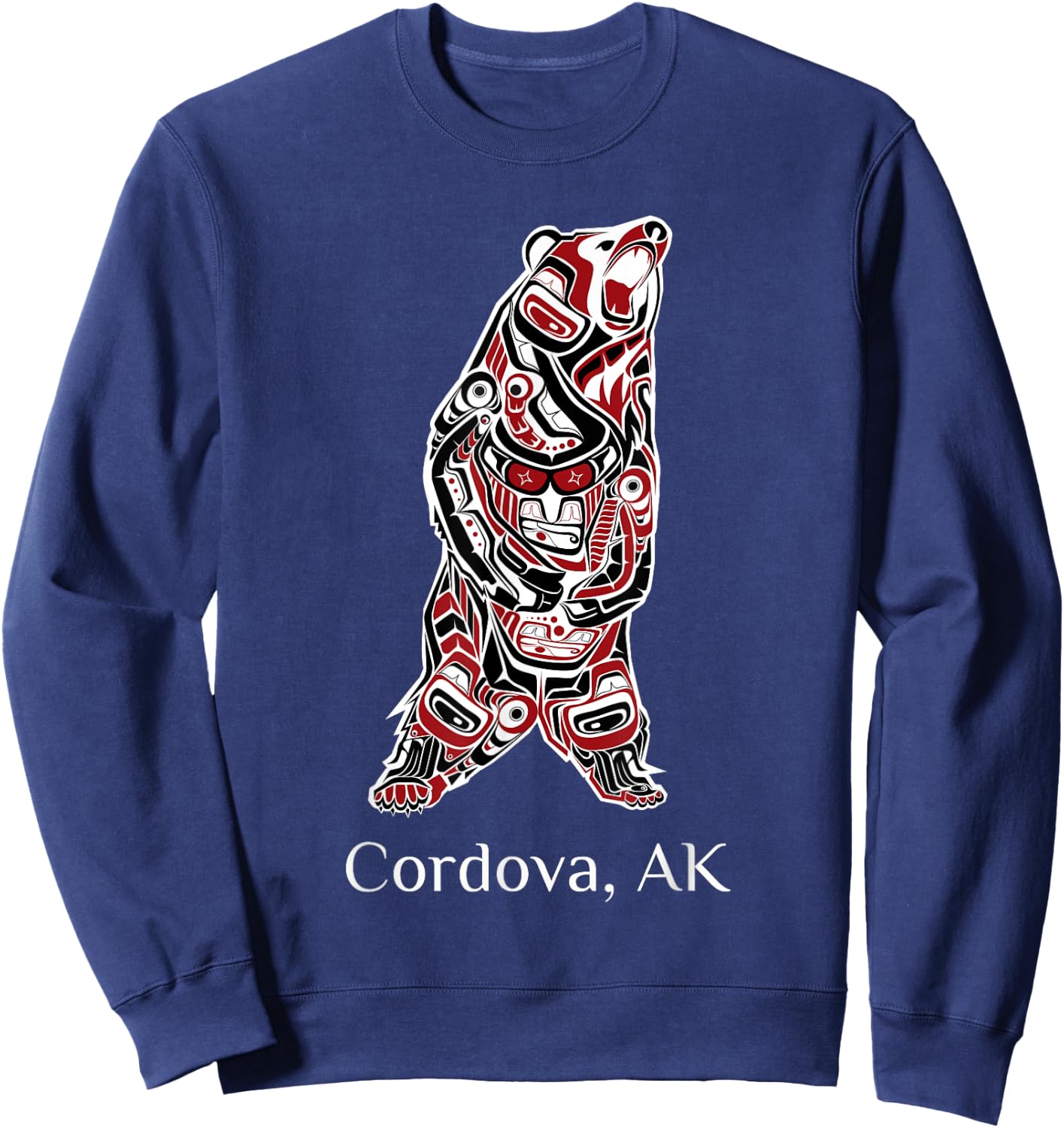 Cordova, Alaska Native American Indian Grizzly Brown Bear Sweatshirt - Sweatshirt | Navy