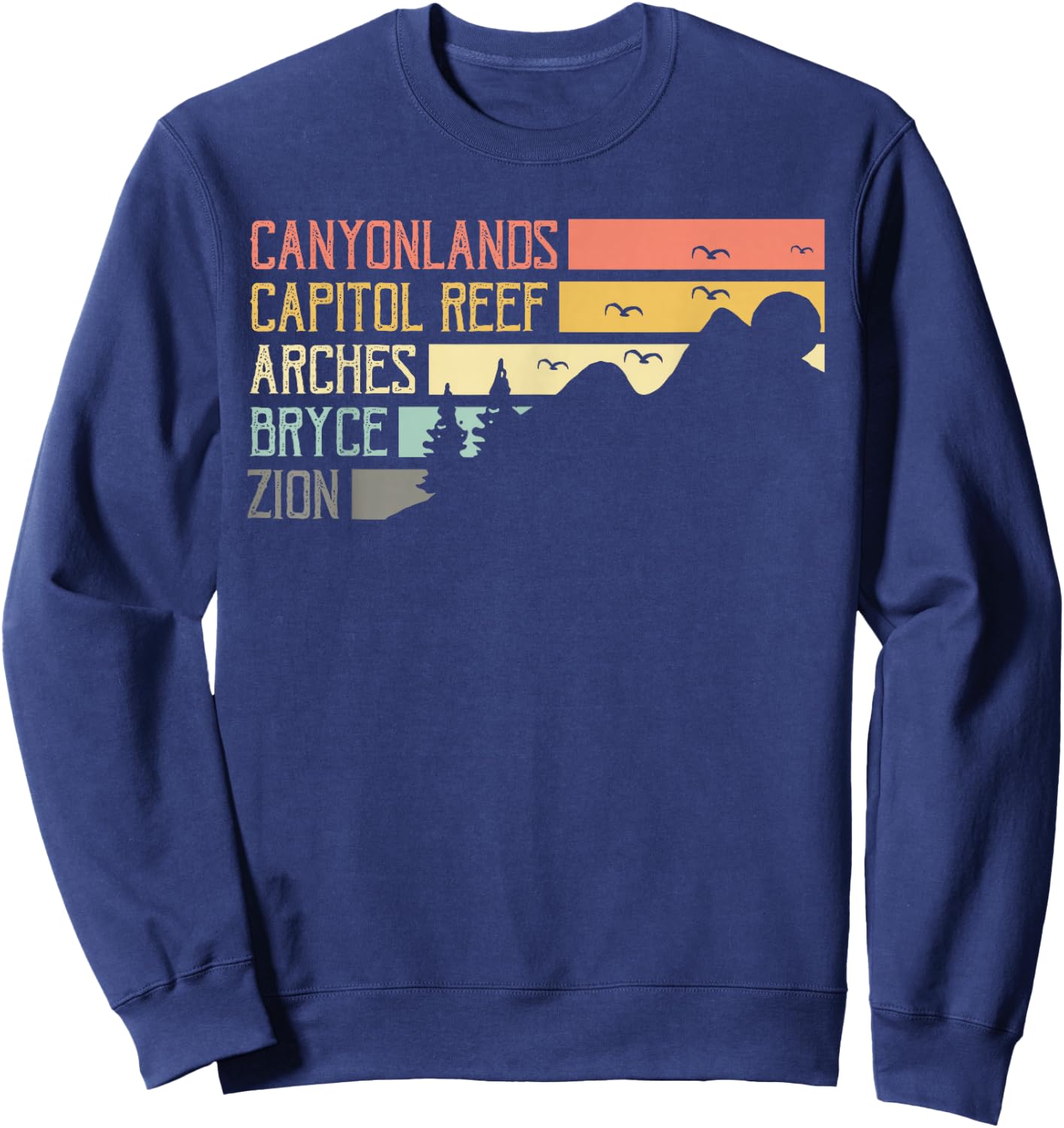 Vintage Moab Souvenir Big 5 Utah Mighty Five National Park Sweatshirt - Sweatshirt | Navy