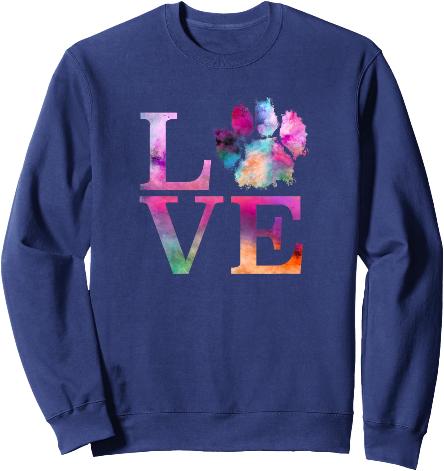 Love Dog Paw Print Shirt Colorful Messy Animal Gifts Women Sweatshirt - Sweatshirt | Navy