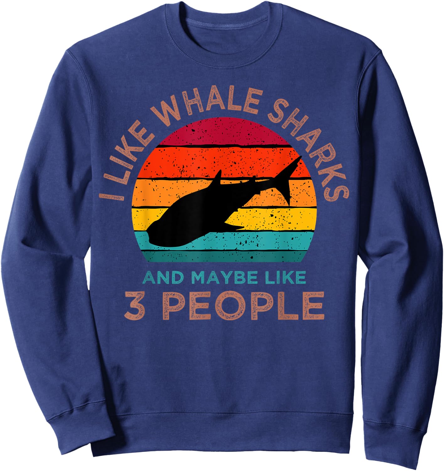 Whale Shark Lover Retro Largest Fish Colossal Sea Animal Sweatshirt - Sweatshirt | Navy