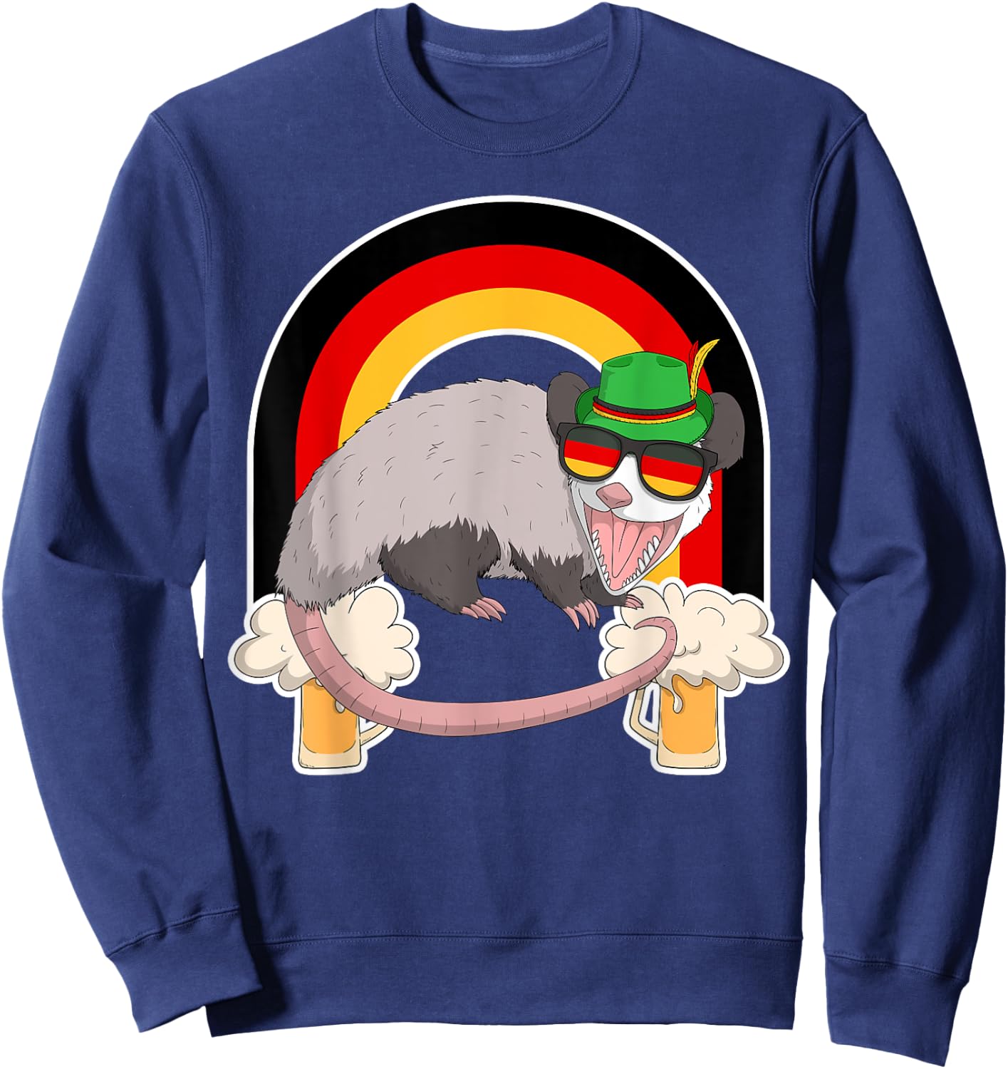 Possum Beer Oktoberfest Prost German Flag Funny Opossum Gift Sweatshirt - Sweatshirt | Navy