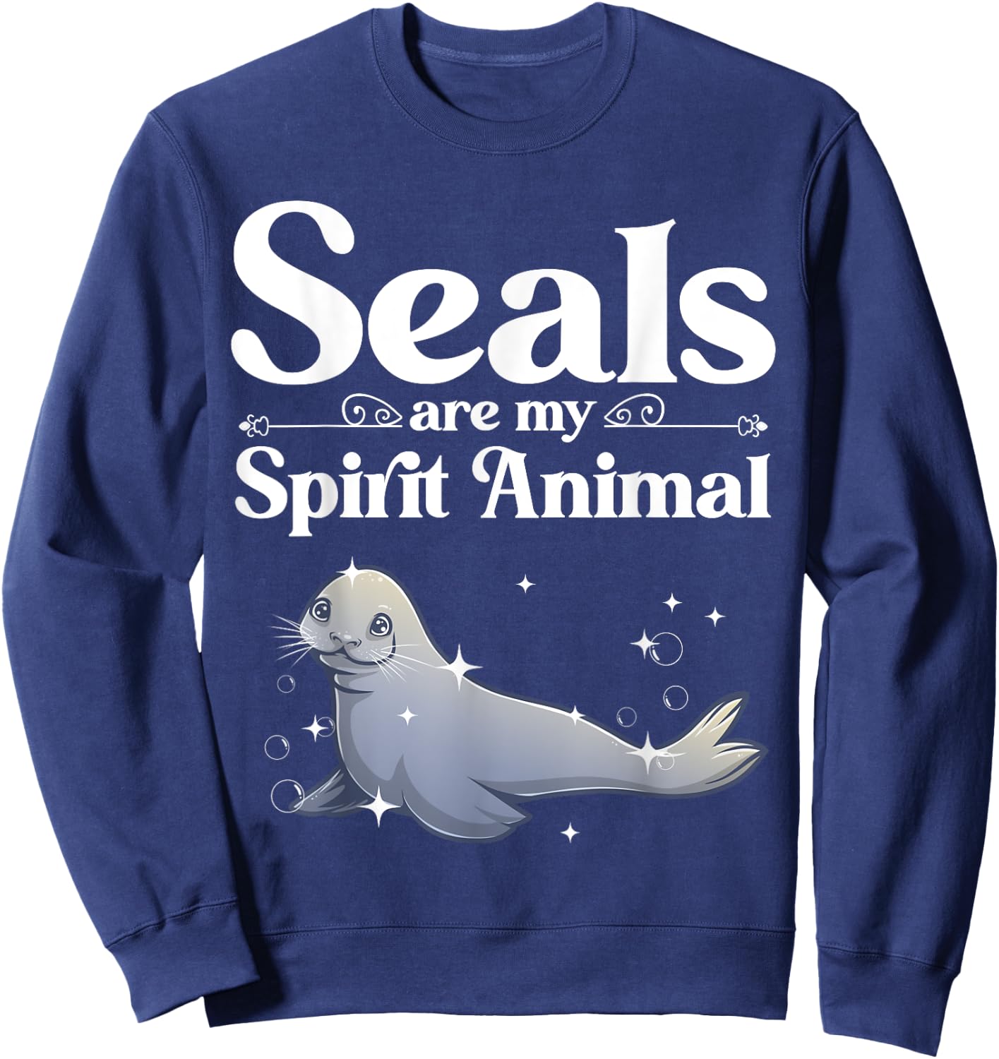 Funny Seal Designs Women Sea Animal Lovers Pinnipeds Sweatshirt - Sweatshirt | Navy