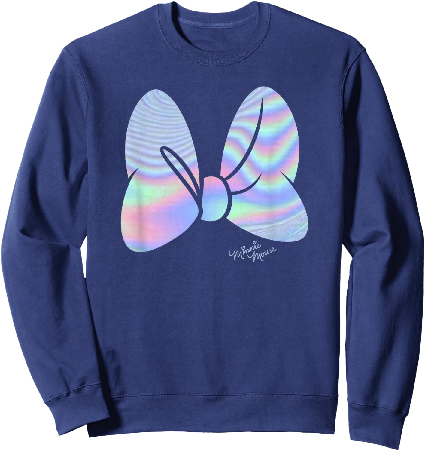 Disney Minnie Mouse Holographic Neon Minnie Bow Sweatshirt - Sweatshirt | Navy
