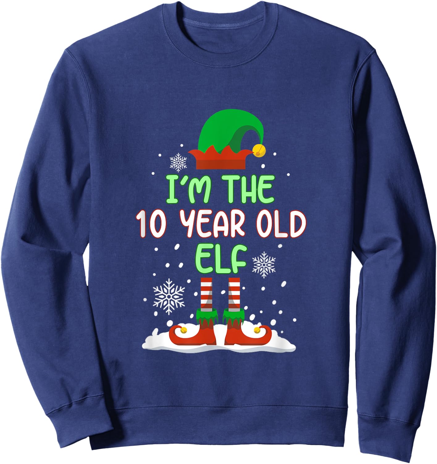 The 10 Year Old Elf Family Matching Christmas Pajama Kids Sweatshirt - Sweatshirt | Navy