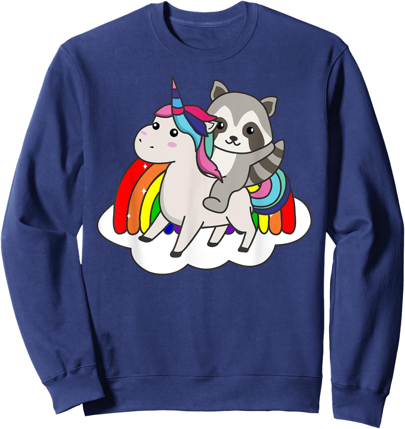 Raccoon On Unicorn Rainbow Animals Sweet Unicorns Sweatshirt - Sweatshirt | Navy