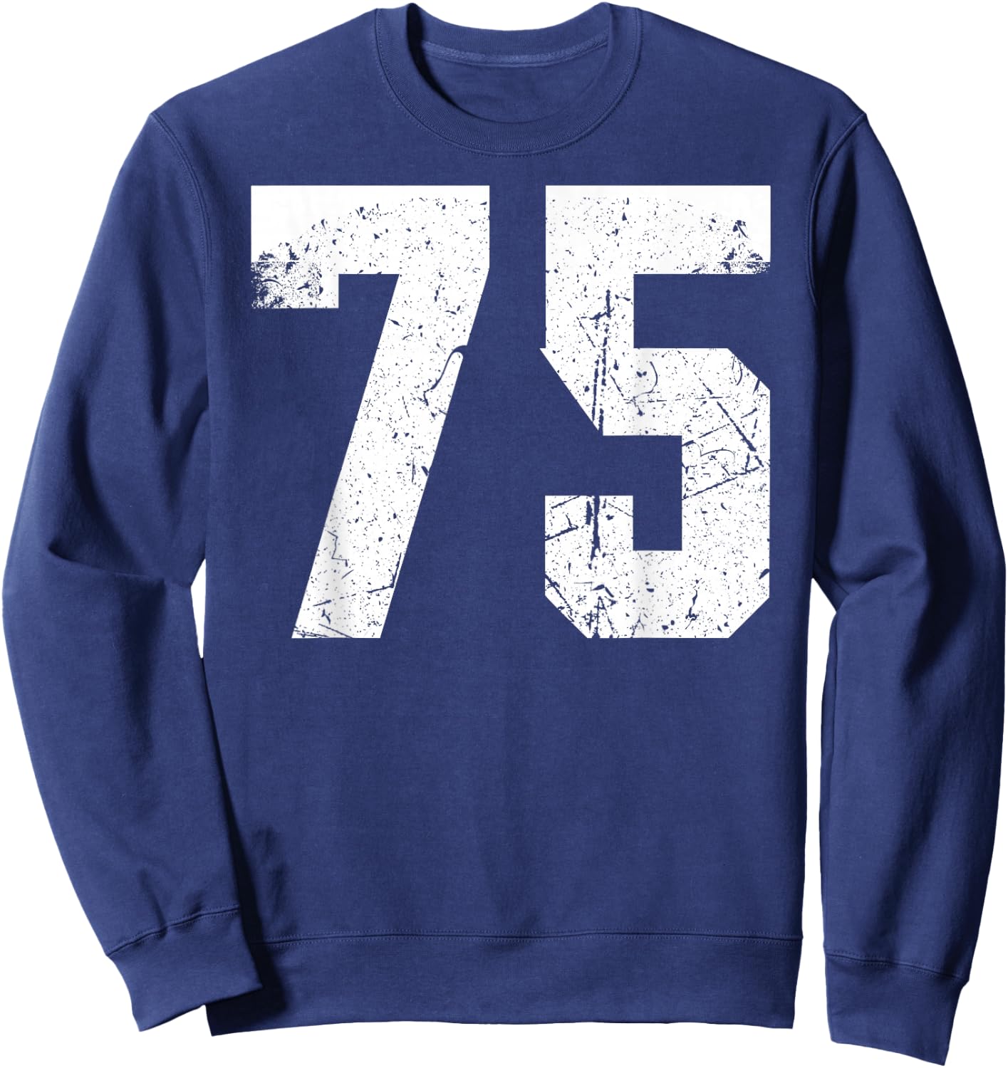Vintage Number 75 White Plain Number Sweatshirt - Sweatshirt | Navy