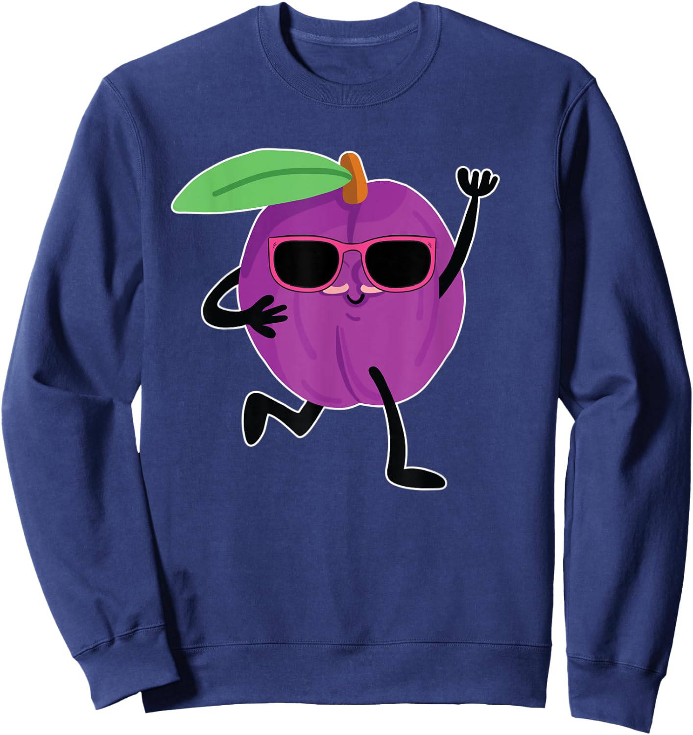 Funny Plum With Sunglasses Cool Plum Fruits Sweatshirt - Sweatshirt | Navy