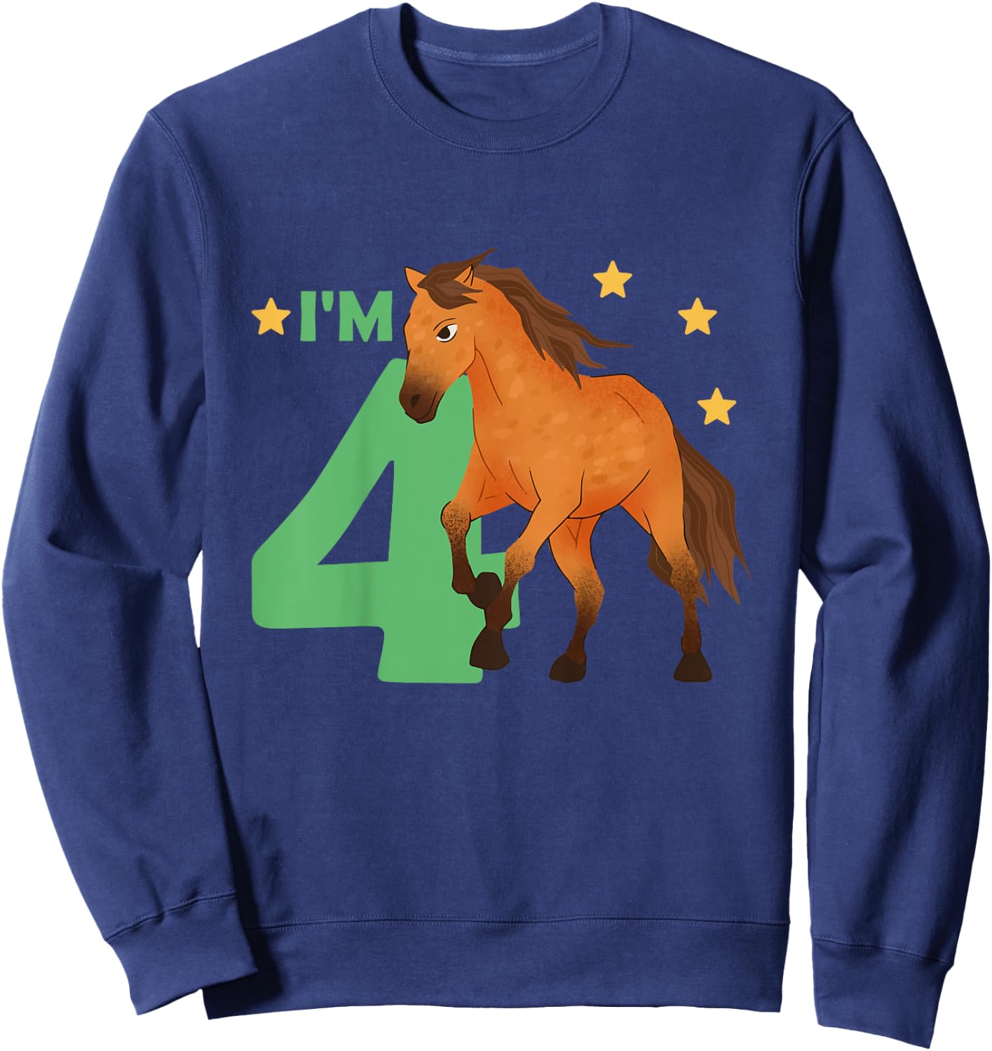Children 4th Birthday Horse Four Years Old Female Rider Sweatshirt - Sweatshirt | Navy