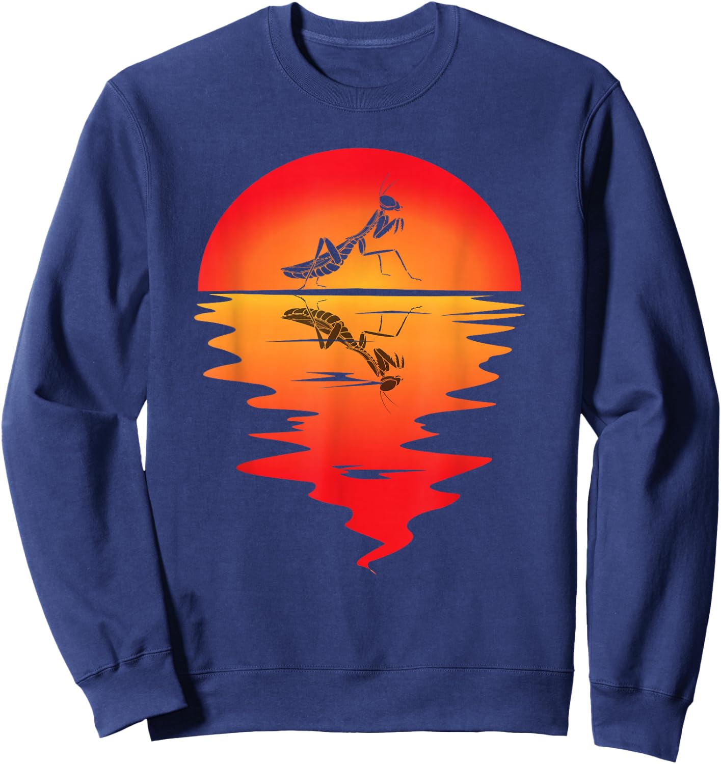 Praying Mantis Vintage Sunset Mantis Praying Mantis Bug Sweatshirt - Sweatshirt | Navy