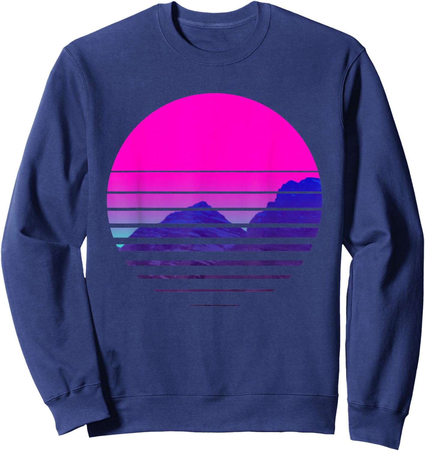 Vaporwave Aesthetic Sundownsunrise Mountains Scenary Sweatshirt - Sweatshirt | Navy