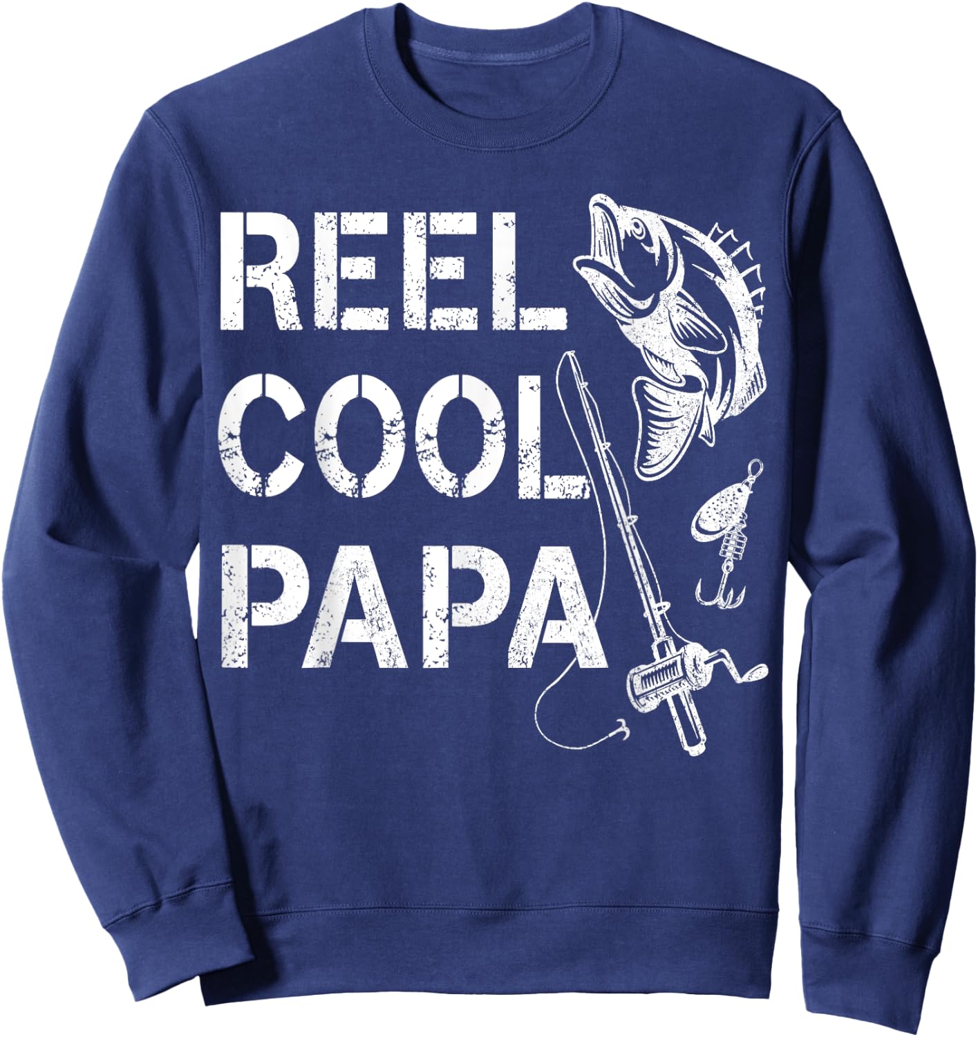 Reel Cool Papa Fishing Dad Gifts Father's Day Fisherman Fish Sweatshirt - Sweatshirt | Navy