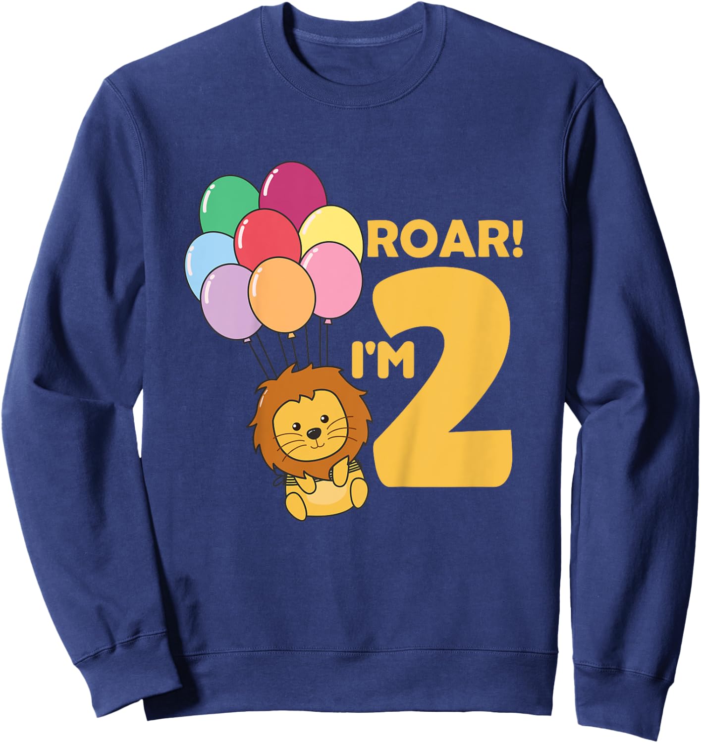 Kids Children 2nd Birthday Lion 2 Years Old Boy Lion Animal King Sweatshirt - Sweatshirt | Navy