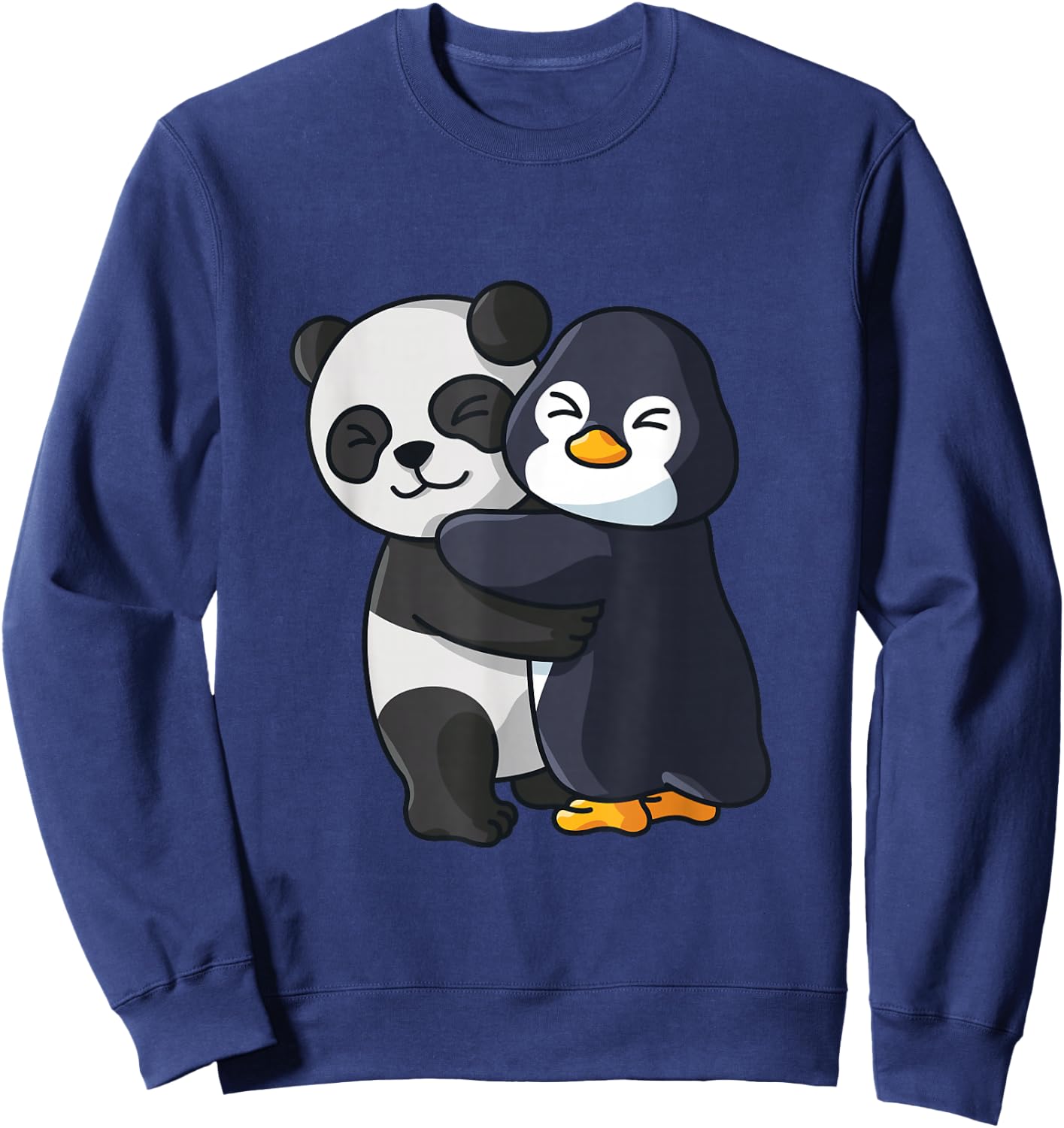 Panda and Penguin Cute Animal Lover Hugging Women Girls Sweatshirt - Sweatshirt | Navy