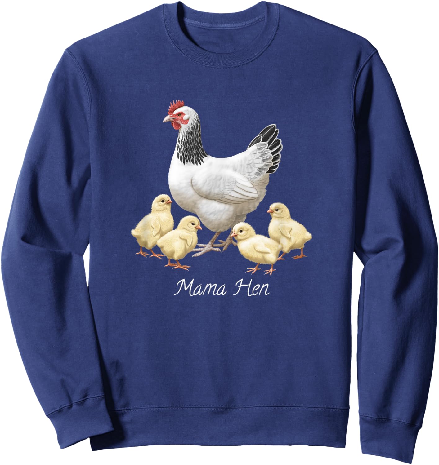 Mama Hen Sussex Chicken and 4 Baby Chicks Sweatshirt - Sweatshirt | Navy