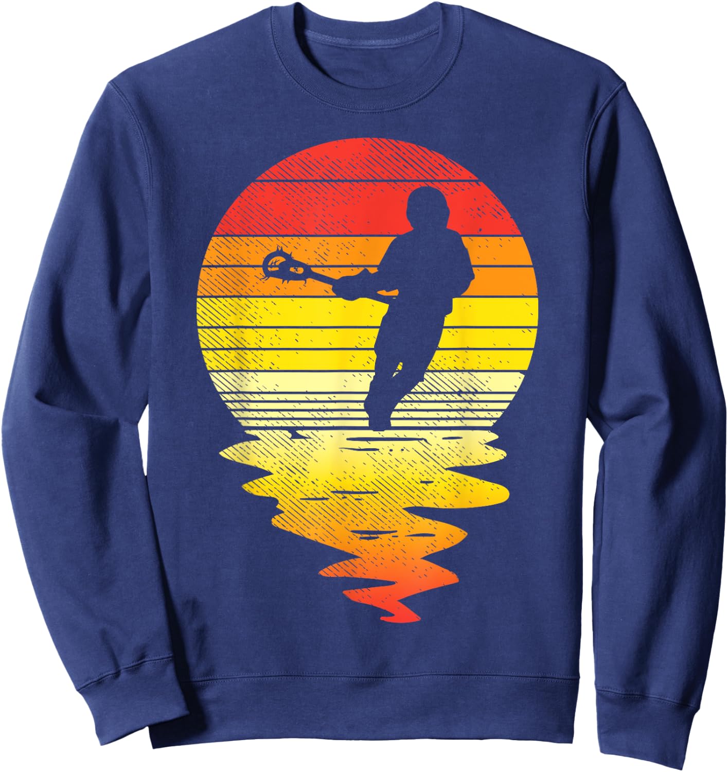 Lacrosse Sunset Retro Lax Player Coach Team Men Women Gift Sweatshirt - Sweatshirt | Navy